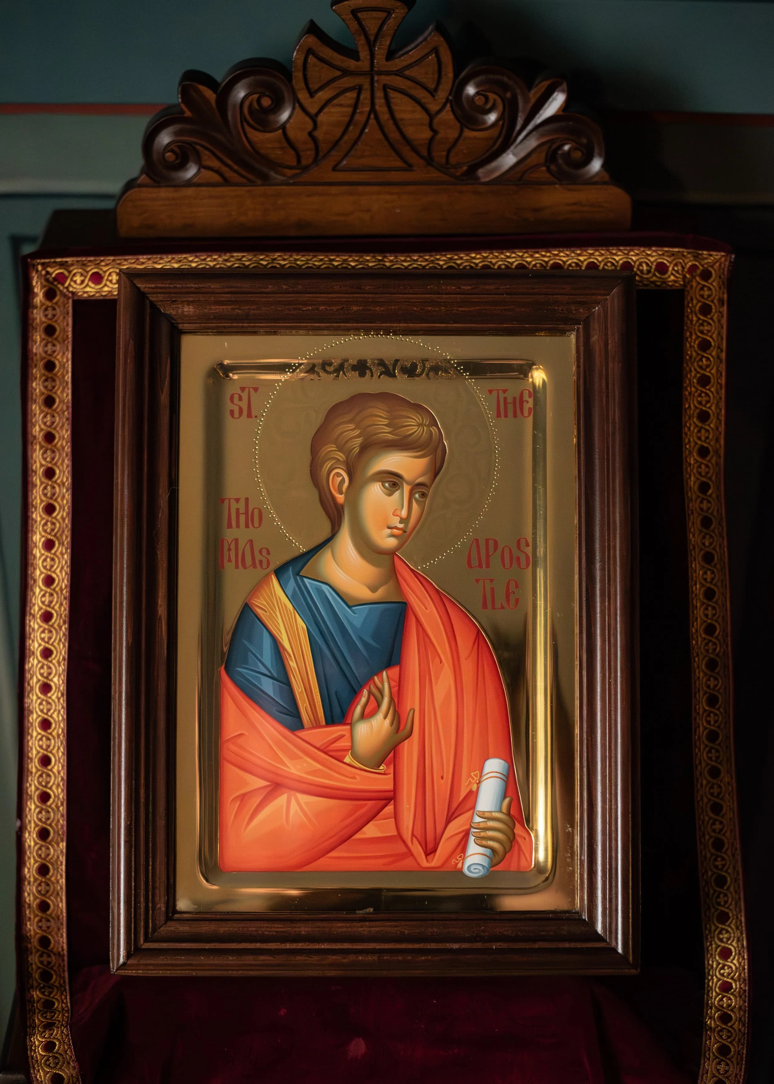 Framed Orthodox icon of the Apostle Thomas.